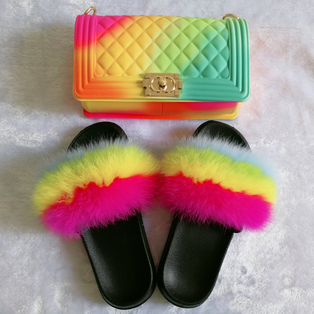 cute fur slippers