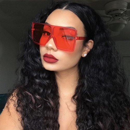 Leopard Big Flat Frame Vintage Sunglasses Women Luxury Brand Trendy Flat Top Sun Glasses Female Gradient Shades UV400 Protection