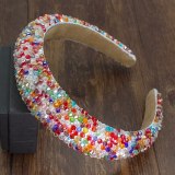 Luxury Baroque Rhinestone Padded Headband For Women Shiny full AB Crystal Wide Thick Hair Hoop Head Bezel Wrap Hair Accessories