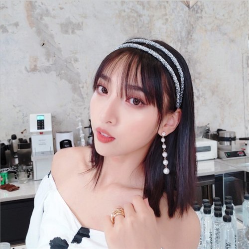 New high-end hair accessories full diamond super flash double thin crystal thin hairband headband ladies simple headdress women