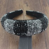 Luxury Baroque Rhinestone Padded Headband For Women Shiny full AB Crystal Wide Thick Hair Hoop Head Bezel Wrap Hair Accessories