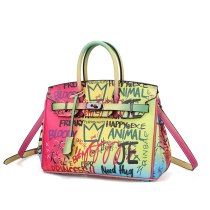 Fashion Brand Graffiti Casual Tote Bags For Women Rainbow Color Luxury Handbags Designer Shoulder Bag Ladies Purses and Handbags