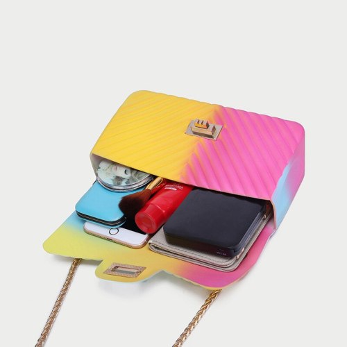 New Summer Rainbow Chain Crossbody Bag Women Fashion Small Jelly Candy Shoulder Bags Lady Girls Daily Travel Cell Phone Handbags