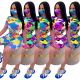 2020 Women Camouflage Printed Sportswear T-shirt Tops+Shorts Casual Two Piece Set Bodycon Tracksuit Plus Size Women Sets