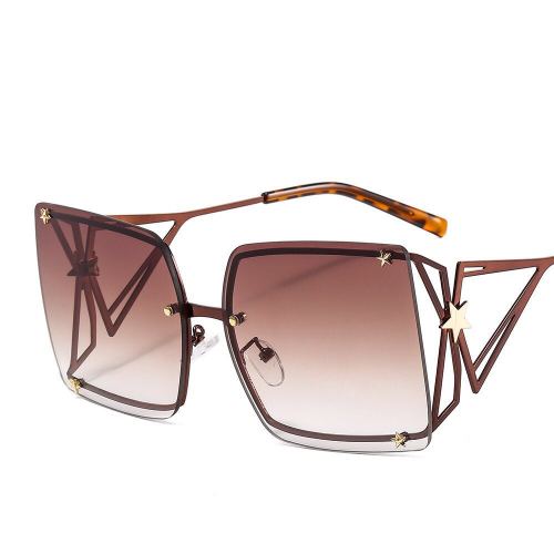 Oversized Square Rimless Goggle Sunglasses Stars Men Women Fashion Shades UV400 Vintage Glasses