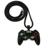 New Hip Hop Game Machine Handle Pendant Necklace Mens Full Crystal  Iced Out Game Controller jewelry