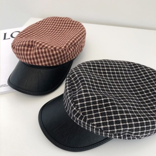 2020 New Women Wool Cotton Blend Berets Winter Autumn Octagonal Beret Caps Stylish Artist Painter Hats Classic Lattice Beret Hat