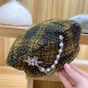 New Women Berets Winter Hat  Tweed Plaid Beret Hat Female Pearls Trimmed Berets Caps Lady Adjustable Autumn Winter Painter Hats