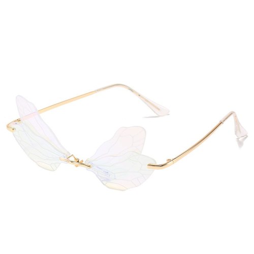 2020 New European and American dragonfly sunglasses female network celebrities frameless wing lenses magic fashion sunglasses