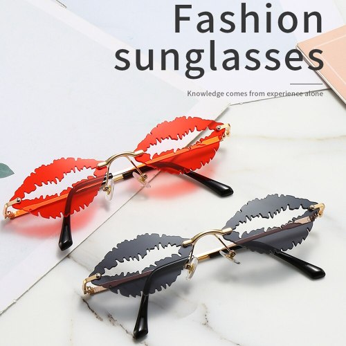 Fashion Rimless Sunglasses Women 2020 New Unique Lips Design Punk Sun Glasses Female Party Shades Lentes de sol mujer