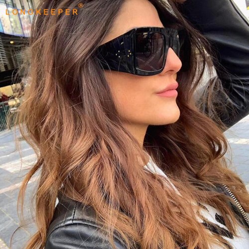 Vintage Oversized Leopard Sunglasses Women 2020 Brand Design Square Thick Frame Retro Sun Glasses Shades Men Big Frame Eyewear