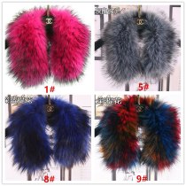 Winter Racoon Faux Fur Hood Collar with Loops Women Soft Warm Fox Fur Shawl Scarf Femme Neck Warmer