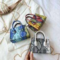 Fashion Serpentine Women Shoulder Bag PU Leather Snake Print Chain Small Totes Purse Female Retro Mini Crossbody Handbag