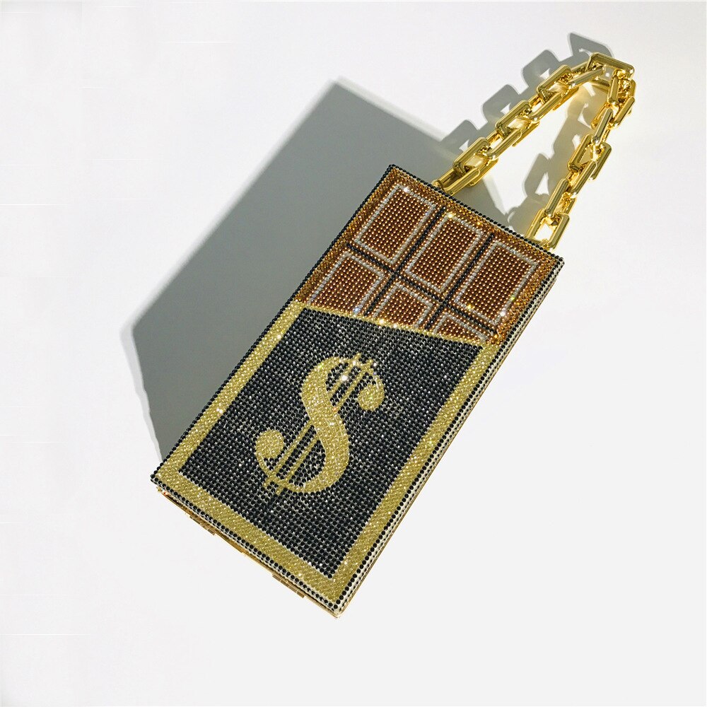 Luxury 100 Roll Dollars Rhinestone Money Bag Clutch Evening Bag Purse