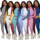 Women Tracksuit Ribbed Two Pieces Set Long Sleeve Top Pants 2 Pieces Set Ribs Sports Suit High Street Patten Outdoor Wear