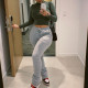 Women  Autumn Winter Solid Bandage Stacked Leggings Sweatpants Outfits Fashion Girl Casual Pants Party Sport Streetwear