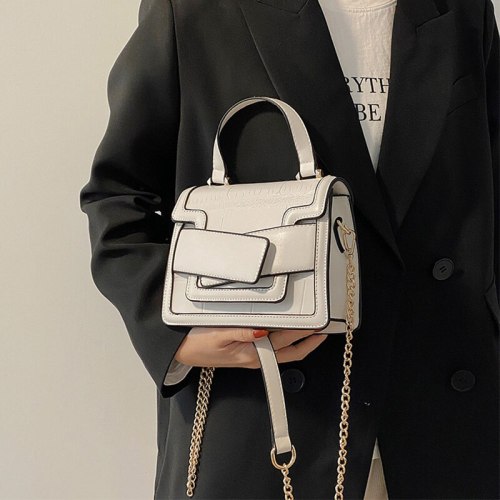 Stone pattern Square Tote bag 2021 Fashion New High-quality PU Leather Women's Designer Handbag Chain Shoulder Messenger Bag