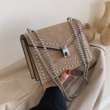Retro Fashion Female Rivet bag 2019 New High Quality Matte PU Leather Women's Designer Handbag Lock Chain Shoulder Messenger bag