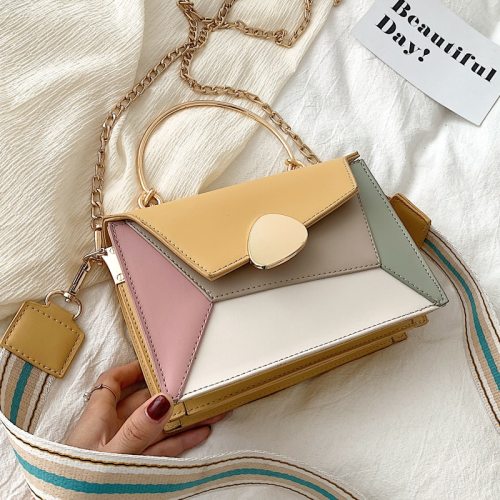 Contrast color Leather Crossbody Bags For Women 2020 Travel Handbag Fashion Simple Shoulder Messenger Bag Ladies Cross Body Bag