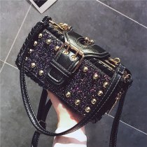 2020 New Fashion Female handbags High-quality PU Leather Rivet Sequined Tote bag Multi-layer Clasp Portable Women Shoulder bags