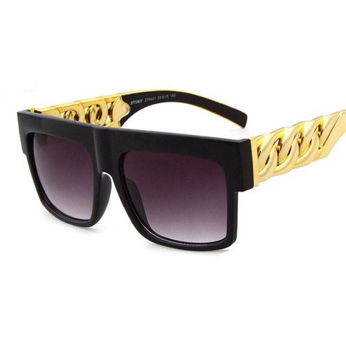 Hip Hop Sunglasses Fashion Gold Metal Chain Square Sun Glasses Celebrity Luxury Brand Designer Women/Men Shades UV400
