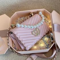 Sweet Lady Pearl Tote bag 2020 Fashion New High quality PU Leather Women's Designer Handbag Chain Shoulder Messenger Bag