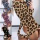 Women's Sexy Cat Prints Pajama Set Back Front Functional V-neck Buttoned Flap Jumpsuit Onesies Open Butt Printed Bodysuit Pajama