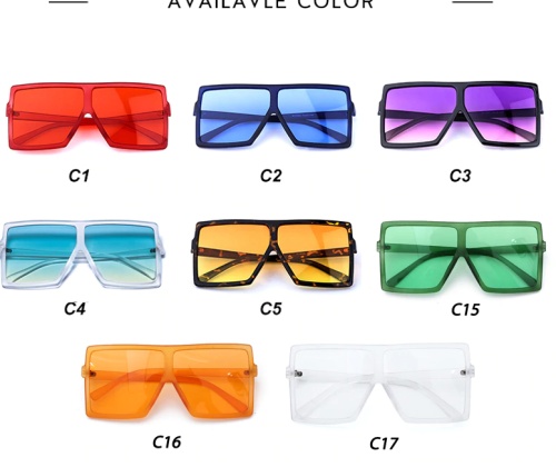 2021 Oversized Square Sunglasses Women New Luxury Brand Trendy Flat Top Red Blue Clear Lens Vintage Men Gradient Shades UV400
