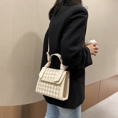 Fashion Plaid Crossbody Handbags Totes Casual PU Leather Shoulder Bags For Women Female Portable Travel Messenger Top-handle Bag