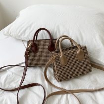 Fashion Plaid Pattern Small Messenger Bag Fashion Women PU Leather Shoulder Bag Top-handle Bags Street Travel Handbag Totes 2021