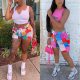 2021 NEW Bandana Women Fashion Print Shorts Summer Beach Loose Drawstring Waist Shorts Casual Midi Waist Patchwork Short Pants