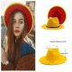 YELLOW/RED Simple Church Derby Top Hat Panama Wide Brim Belt Buckle Felt Fedoras Hat for Men Women artificial wool Blend Jazz