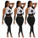 Sleeveless Two Piece Set Women Turtleneck Pinted Poker Q Crop Top +Tight Tail Bottom Pants Club Party Street Plus Size Set S-4XL
