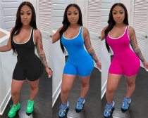 2021 Women Sleeveless Tank Jumpsuit Rompers Playsuit Bodycon Biker Shorts 3 Colors Solid Stretch Jumpsuit Shorts Pants Trousers