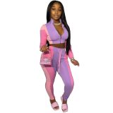 Sweatsuit Women Set Plus Size Autumn Casual Tracksuit Two Piece Set Women Zipper Crop Top and Sweatpants Set Ensemble Femme