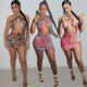 Sexy Tie Dye Bodycon Mini Dress Birthday Outfits for Women 2021 Summer Club Wear Swimsuit Halter Backless Beach Dresses