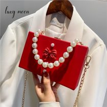 Women's Clutch Bag Purses and Handbags Flower Luxury Designer Wedding Woman Clutch Pearl Chains Shoulder Bag Female 2021 Z014