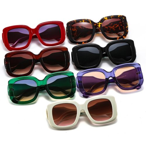 Fashion Oversized Square Sunglasses Women Vintage Gradient Eyewear Men Trending Green Purple Sun Glasses Shades UV400