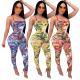 Print Women Sexy Jumpsuit Summer Rompers Long Party Club Overalls Lace Up Backless Bandage Bodycon Skinny Rompers Women Jumpsuit