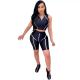 Bodycon Two Piece Short Set for Women Summer Sport Zipper Bodysuit Top and Short Pants Women Set Sexy 2 Piece Club Outfits 2020