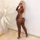 Geometric Print Hollow Out Open Back Long Sleeve Bodycon Jumpsuit Winter 2020 Club Outfits for Women D42-CF29