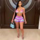 Tie Dye 2 Piece Set Sexy Bikini Shorts Beach Vacation Outfits Summer Clothes for Women 2021 Wholesale Items D29-BI21