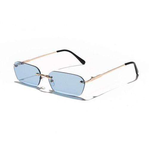 Fashion Rimless Sunglasses Women Vintage Brand Design Ladies Transparent Lens Sun glasses For Women Rectangle UV400 O94