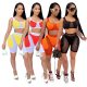 Sexy Mesh Sheer Two Piece Club Outfits for Women Summer Clothes Off Shoulder Crop Top Biker Shorts Patchwork Matching Set