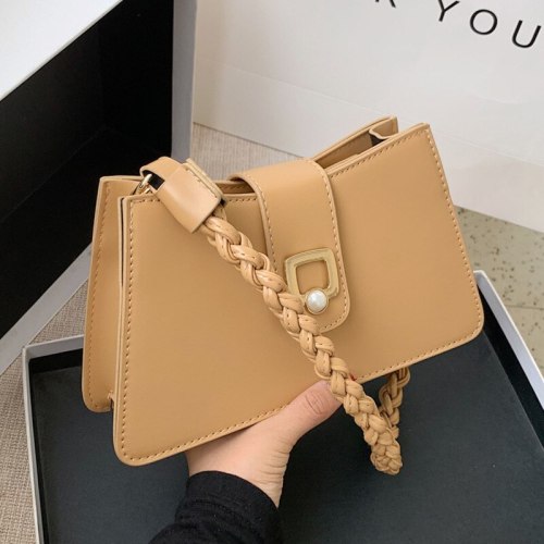 Vintage Women Shoulder Bag Torby Damskie PU Leather Twist Top Handle Satchels  Ladies Handbags Solid Color Crossbody Bag