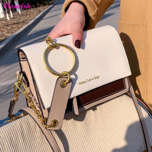 Fashion Chain Panelled Leather Shoulder Bags Women Cute Cross Body Bag Small Flap Purses and Handbags Luxury Designer Sac A Main