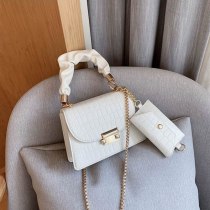 New Fashion Women Bag PU Leather Crocodile Pattern Chain Strap Crossbody Sling Bags with Mini Purse Top Handle Ladies Handbag