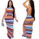 Sexy Knit Backless Striped Dress Woman Open Back Spaghetti Strap Long Floor Dressese Summer Sleeveless Boho Party Sundress 2021