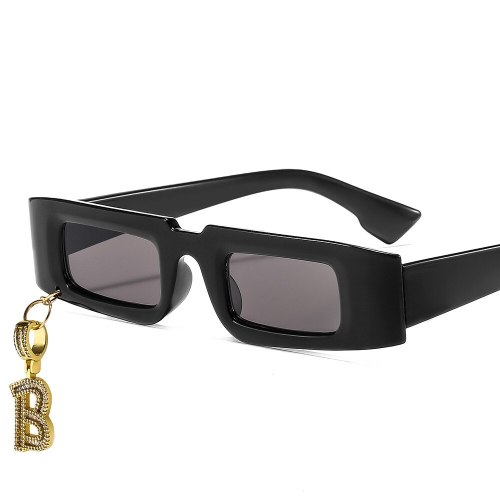 New European and American letters B-type CZ full diamond small box trend sunglasses fashion sunglasses Joker pendant sunshade mi