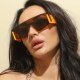 Fashion White Cat Eye Sunglasses Women Fashion Oversized Rimless Sun Glasses Brand Designer Rimless Glasses Female Eyewear UV400